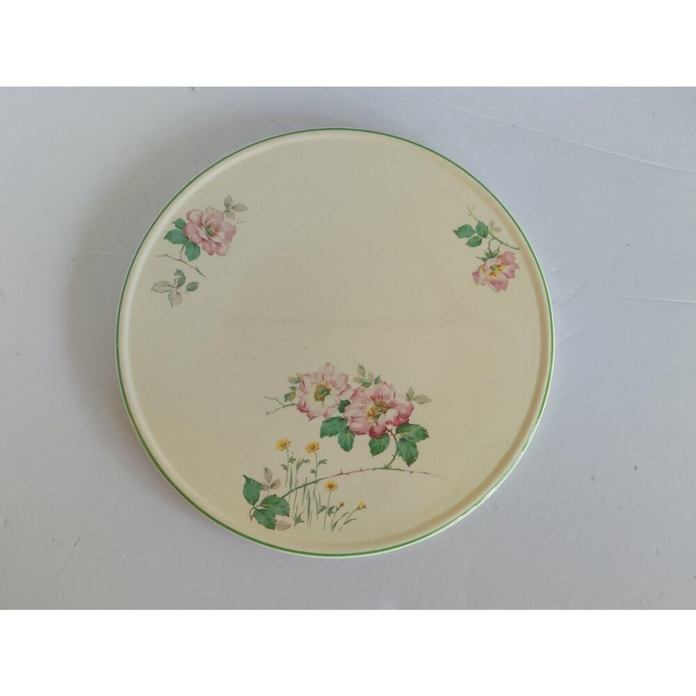 VINTAGE CAKE PLATE ROSE--HOMER LAUGHLIN---11"